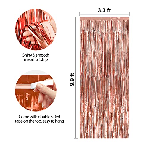Cortina fondo con flecos foil 4 pack 3.3x9.9 ft rosa oro miniatura 2