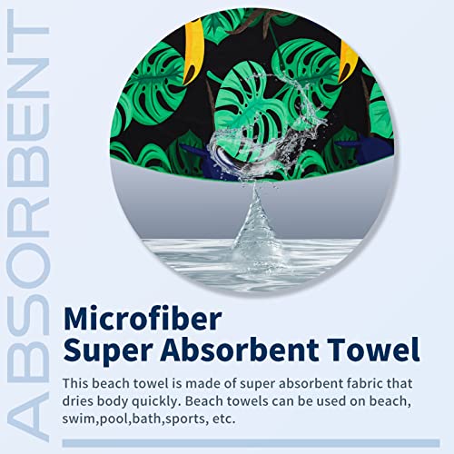 Gomust 2 Pack Lightweight Thin Beach Towel Oversized 71"X32" Big Extra Large Microfiber Sand Free Towels For Adult Quick Dry Travel Camping Beach Accessories Vacation Essential Gift Flamingo Toucan #TOP5