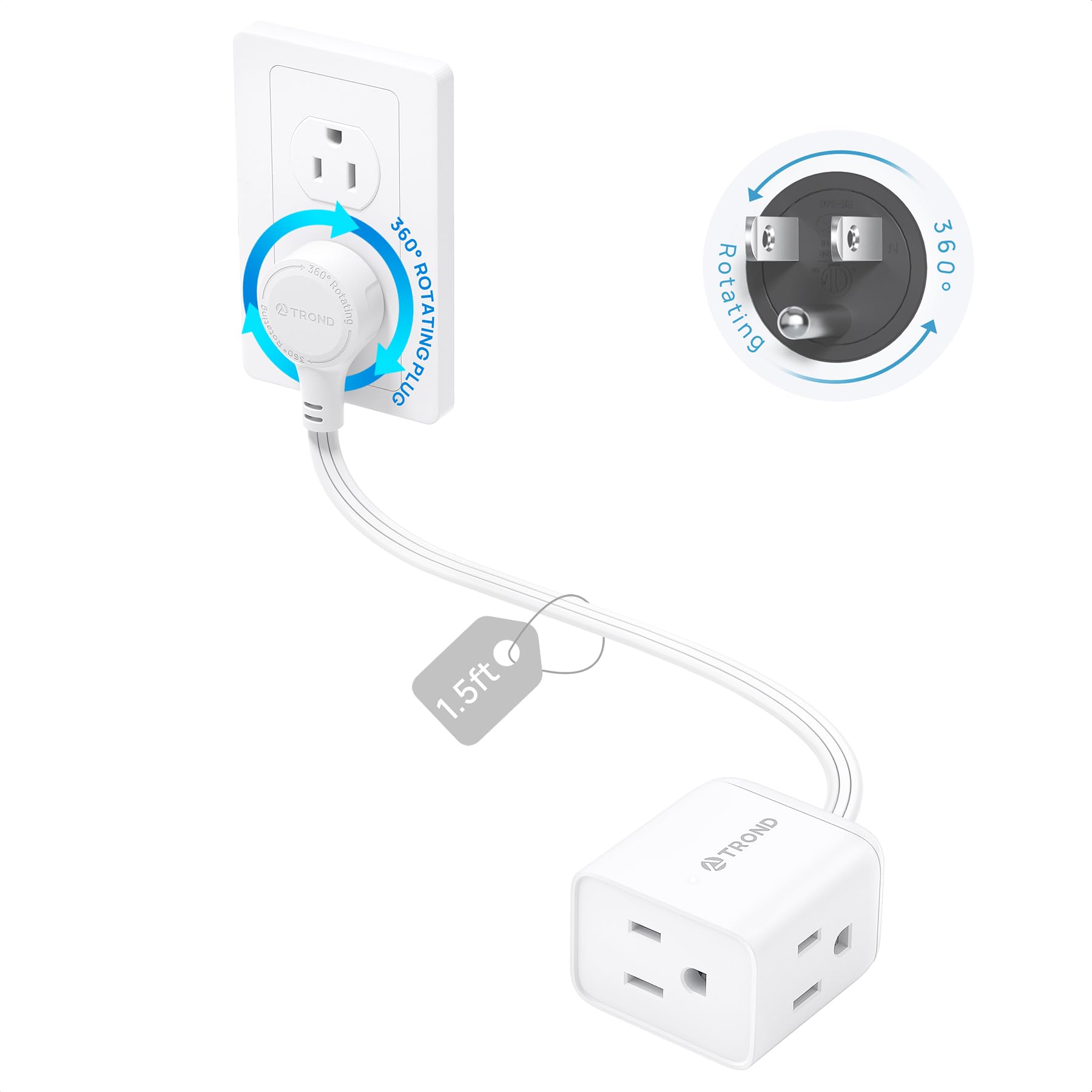 TROND Rotating Extension Cord - 3ft, 3 Outlets -23