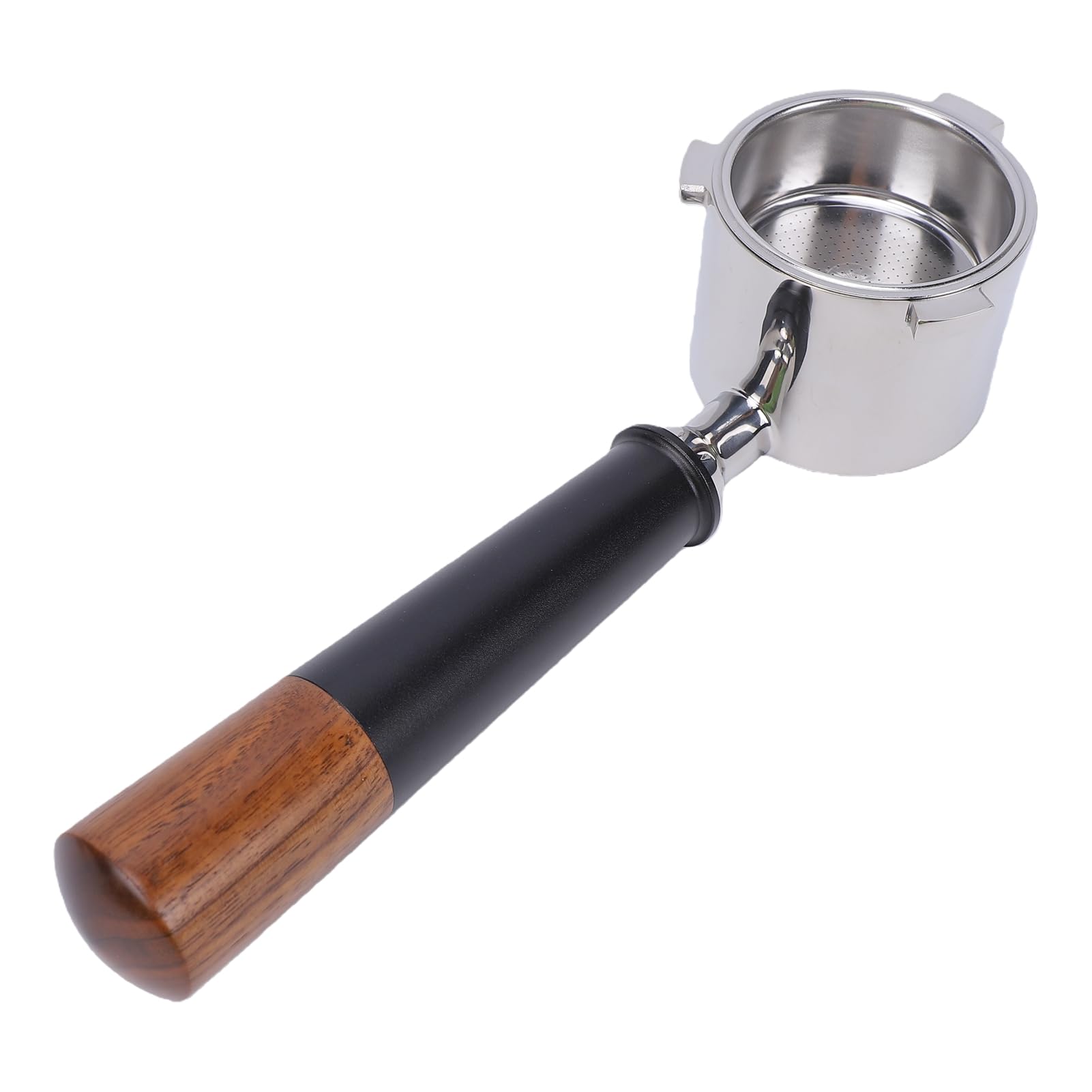 XUMIUZIY 51mm Coffee Portafilter with Walnut Handle | Acero inoxidable, Apto para máquinas Uso en casa o cafetería
