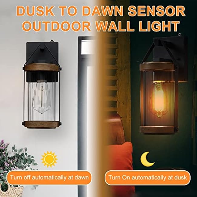 LONEDRUID Outdoor Wall Light Fixtures with Dusk to Dawn Photocell Sensor, Waterproof