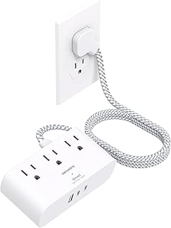 Flat Plug Power Strip, 6 Ft Ultra Thin Flat Extension Cord, 3 Outlets 3 USB Ports(2 USB C) Multi Plug Outlet Extender, Power Strip with No Surge Protector for Cruise Ship, Travel, Dorm Room Essentials