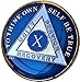 10 Year Midnight Blue AA Alcoholics Anonymous Medallion Chip Tri Plate Gold & Nickel Plated Serenity Prayer