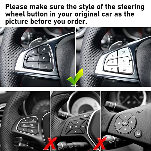 Image of Moonlinks Steering Wheel Button Covers Trim Stickers Compatible with Mercedes Benz A B GLA CLA GLS GLE CLS SL Class,Steering Wheel Button lnner Decoration Sticker 12PCS,Chromed-Silver(Model B)