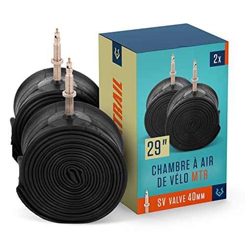 Alphatrail VTT Chambre à Air Vélo Rick 29 Pouces SV Presta Valve 2X Ensembles avec Mobilité Garantie I Compatible Pneu Vélo Compatible Continental, Conti, Schwalbe, Maxxis, Michelin & Vittoria Cover