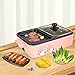 2 in 1 Electric Hot Pot with Grill, 1500W Nonstick Korean BBQ Griddle and Hotpot Combo, Smokeless Indoor BBQ Cooker with Dual Temperature Control, Pink Electric Grill for Steak, Shabu Shabu, Parties