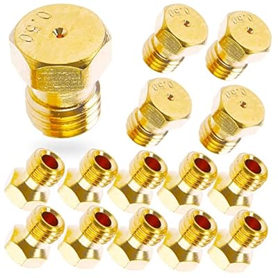 MEANHDAG Grill LP Gas Conversion Kit for Weber, Brass Jet Nozzle for Propane LPG, DIY Burner Replacement Part Orifice Can Drill Out, 10 PCS, Orifice Hole Size 0.5mm=0.02 "=24AWG, M6x0.75mm