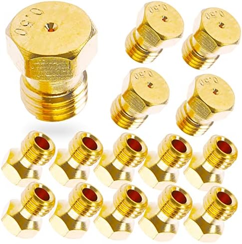 MEANHDAG Grill LP Gas Conversion Kit for Weber, Brass Jet Nozzle for Propane LPG, DIY Burner Replacement Part Orifice Can Drill Out, 10 PCS, Orifice Hole Size 0.5mm, M6x0.75mm