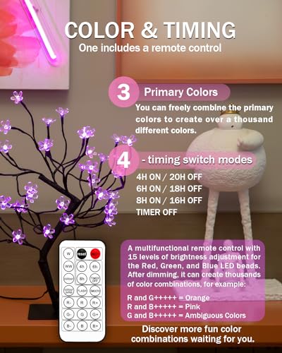 64% Off Cherry Blossom Bonsai LED Tree with Remote Control - Image 2