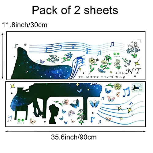 Vinilo Decorativo Piano Girl Butterfly Flower Fairy 41.3x32.2 pulgadas miniatura 2