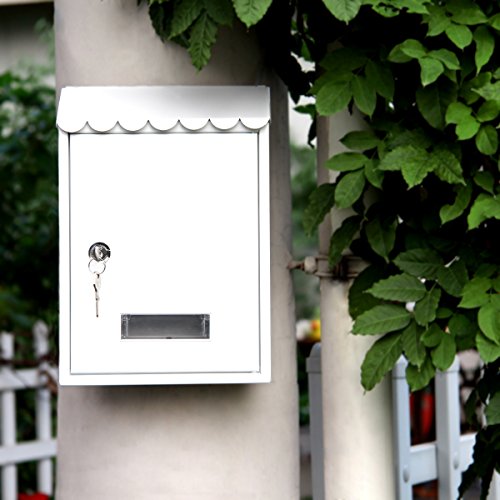 Image of Mailboxes Wall Mount with Key Lock - Jssmst Small Mail Boxes Horizontal, 12.2 x 8.3 x 3.05 Inch, White New