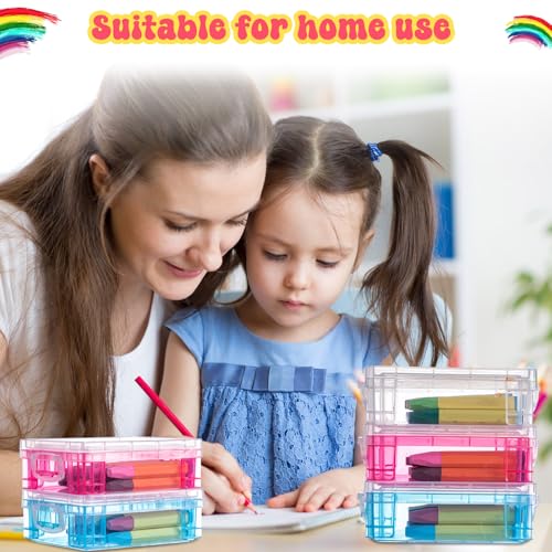 Image of Suzile 25 Pcs Bulk Plastic Crayon Boxes Pencil Case for Class,Colorful