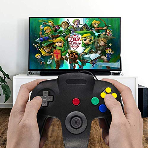 Wired Controller for Nintendo 64 N64 Console, Upgraded Joystick Classic Video Game Gamepad (Clear Green and Clear Purple)