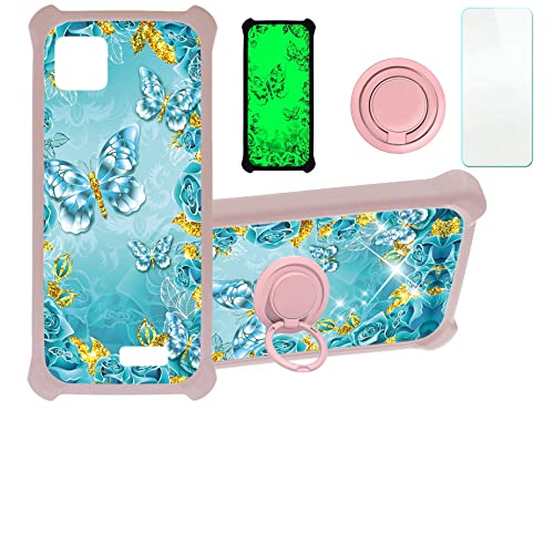 jioeuinly Cloud Mobile Stratus C7 Case Compatible with Cloud Mobile Stratus C7 Phone Case Cover [with Tempered Glass Screen Protector][Hard PC + Soft Silicone][Gold Glitter+Luminous] JSF-YHD