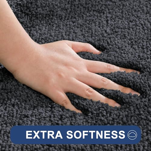 Image of FLOORING INDIA CO Rectangular Newman Bath Mat 2500 GSM Super Soft Microfiber Anti Skid Slip Water Absorbent Bathroom Mats For Bedroom, Home, Door (40X60 Cm, Anthra)