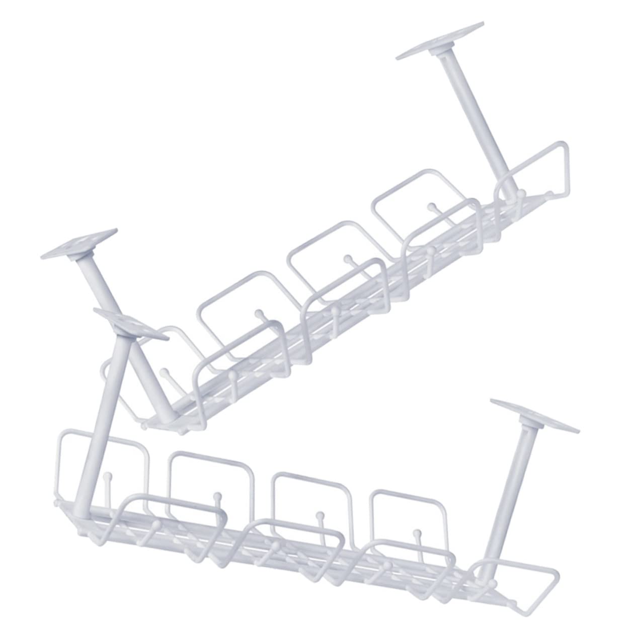 2Pcs Under Desk Cable Organizer Durable Wire Management Tray for Standing Desks Easy Installation Space Saving Design for Home Office and Kitchen Storage