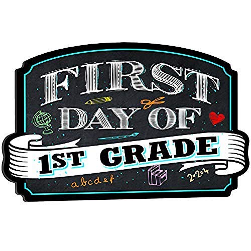 (1st Grade) - First Day of School Sign Chalkboard Style Preschool Kindergarten 1st Grade Plaque Use as Photo Prop for a Boy or Girl 25cm x 39cm (1st Grade)