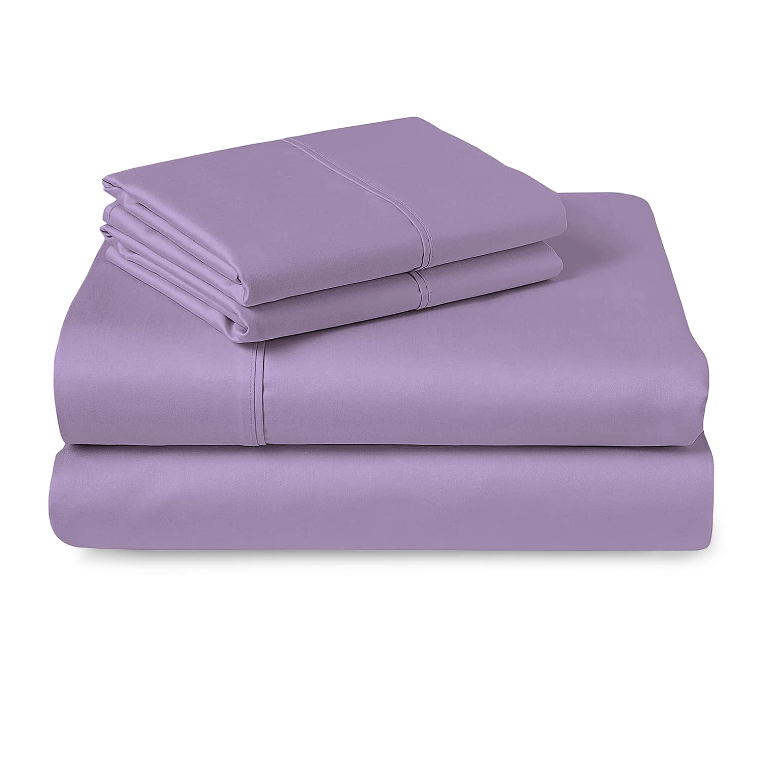 PizunaPure 100% Cotton Sheets Full Size, Luxurious 400 Thread Count Long Staple Cotton Sateen Sheets Full with 15" Deep Pocket (Combed Violet Cotton Sheets Full)