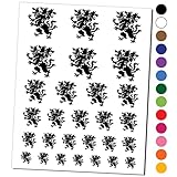 Heraldic Cerberus Three Headed Dog Temporary Tattoo Water Resistant Fake Body Art Set Collection - Black (One Sheet)