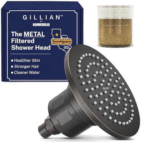 Image of Gillian Filtered Shower Head for Hard Water - High Pressure Metal Showerhead Filter For Hair and Skin with Genuine KDF-55 - Removes Toxic Chemicals, Chlorine and Heavy Metals, Oil Rubbed Bronze