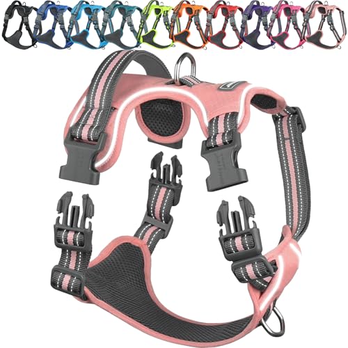 VIVAGLORY Easewalk Hundegeschirr, Anti Zug Hundegeschirr für Training & Spazieren, Anti Zieh Geschirr Welpengeschirr Mit Griff, Ausbruchsicher & Non-Stop Anti-Zug für Welpe Hunde, XS, Sakura-Rosa