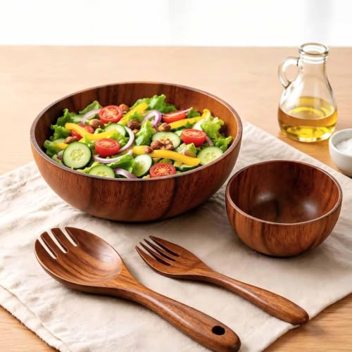 E-ROOM TREND Acacia Wood Salad Bowl Set (4-Piece)