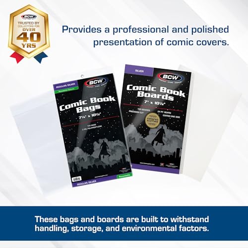 BCW Silver Age Comic Bags and Boards Combo (200 Ct) | 200 Backing Boards + 200 Resealable Comic Bags | Archival Protection for Silver Age Comics - Image 3