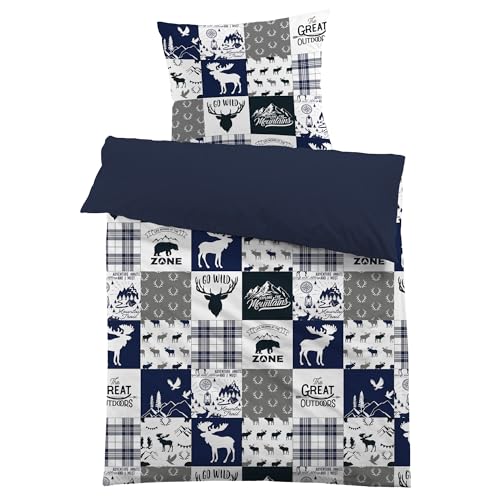 Weihnachtsbettwäsche Blau 21 Weihnachten Bettwäsche 135x200 Weihanchtsdeko Karomuster Blau Kariert...