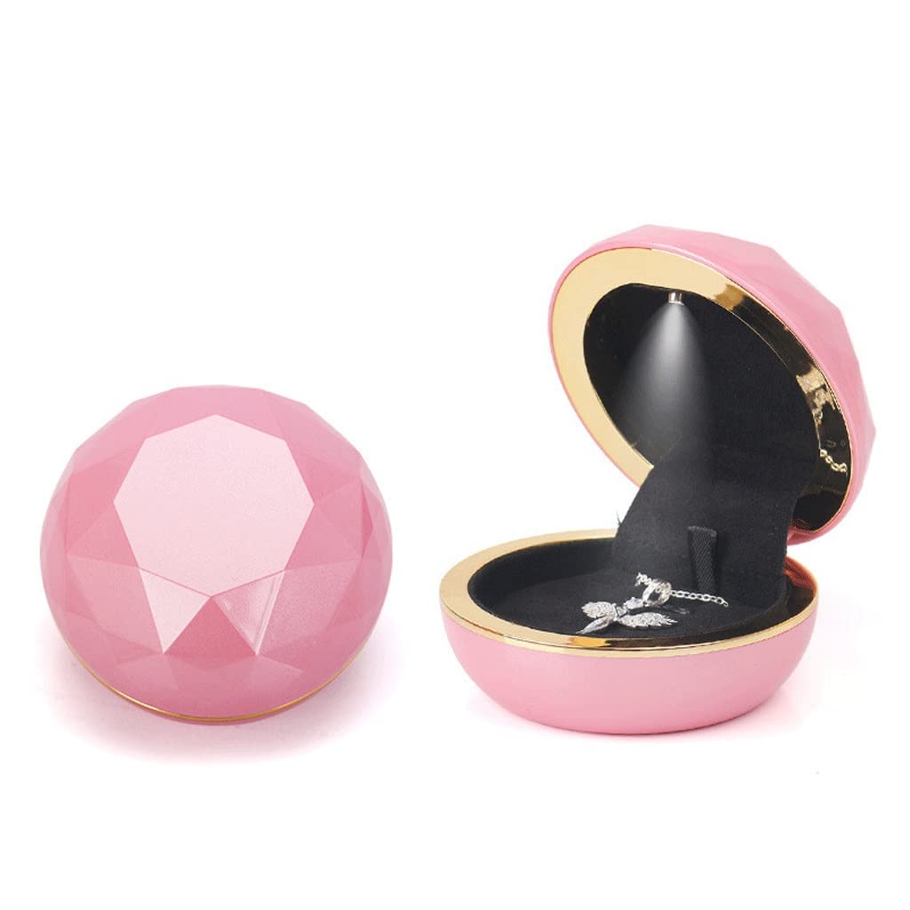 Confezione Regalo per portagioielli Luci a LED Contenitore per Orecchini Contenitore per gingilli Organizador Display (Rose 6 * 5 * 2cm)