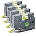 Produktbild UniPlus 4x Kompatible Schriftband als Ersatz für Brother Tze-621 Tze621 TZ-621 9mm TZE Etikett für Brother PT 1010 H105 H100LB D600 2400 D400 E100 D210 1000 P700 H101C, Schwarz auf Gelb