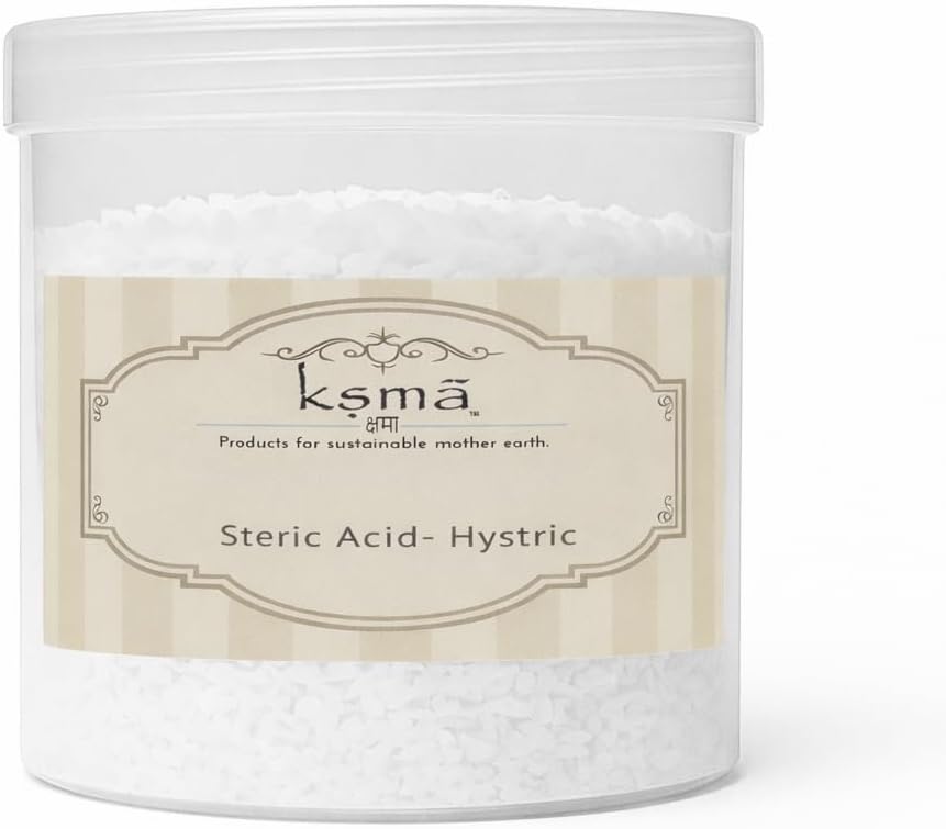 Stearic Acid Hystric Grade 250g – Cosmetic Raw Material for Cream, Lotion, Soap, Candle & Shampoo Making – Emulsifier & Thickener (White Flakes)