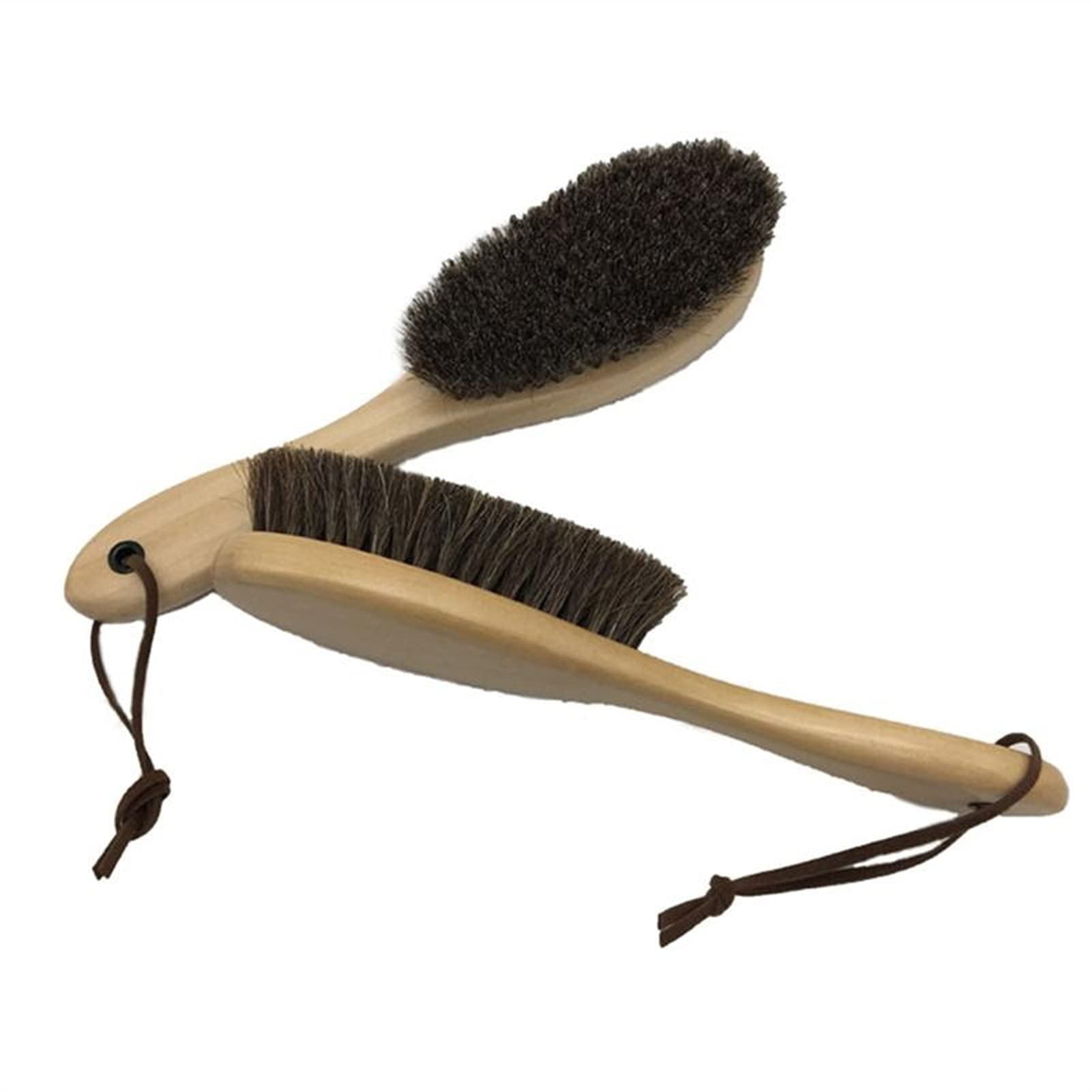 QUNINE Cepillo para Zapatos con Mango de Madera, Cepillo para Pelo de Caballo Colgante antiestático, Cepillo para Limpiar y pulir Zapatos
