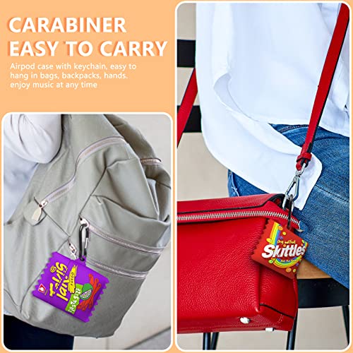 3Pack Cute Airpod Case 2Nd Generation,3D Cartoon Rainbow Candy+Purple Potato Chips+Chocolate Airpods Case Cover For Girls Boys,Food Design Silicone Protective Case For Apple Air Pod 2/1 With Keychain #TOP6