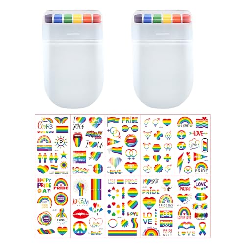 Regenbogenstifte Set mit 10pcs Pride Sticker,Perfekte Regenbogen...