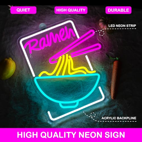 Image of Ramen Time Neon Sign - Noodles Neon Signs for Wall Decor Ramen Led Signs Ramen Light Up Sign USB Neon Ramen Sign for Ramen Shop Decoration Ramen Shop Decor Ramen Poster Restaurant kitchen