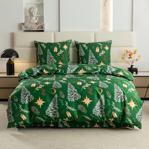 FEBE Bettwäsche Grüne Weihnachten Bettbezug-Set 135x200 +...