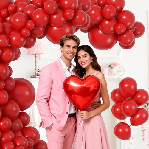 Image of Ouddy Life 157Pcs Red Balloons Arch Garland Kit, Red Latex Balloon Different Sizes for Women Girls Mother's Day Bachelorette Wedding Anniversary Birthday Party Decorations