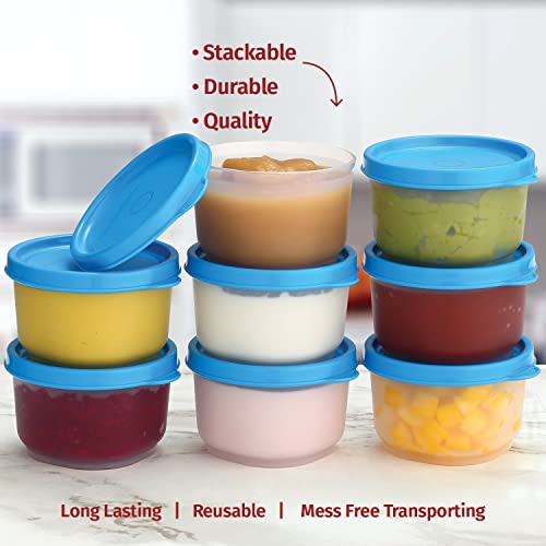 Image of Signoraware Mini Fresh BPA Free Plastic Containers (130ml x 8 | Set of 8 | Blue)