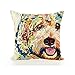 Meiosuns Funda de Cojín Patrón de Perro Funda de Almohada Fundas para Almohadas de Lino Cuadrado Fundas Cojines Sofá Fundas de Almohada de Dibujos Animados de Decoración (Patrón 7, 1 Pieza)