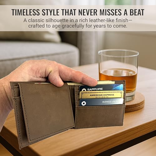 Personalized Initials Faux Leather Wallet for Men | Customized Laser Engraved Slim Bifold Wallet for Men with Flip ID for Bills, Cards | Custom Father's Day Gifts for Dad, Birthday Gift for Man2