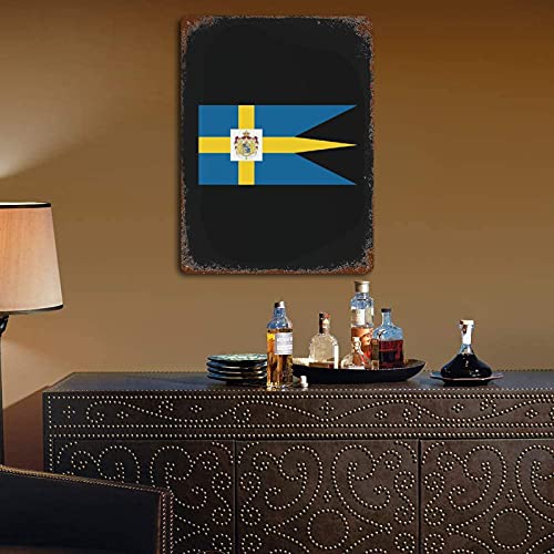 Placa de hierro de la bandera sueca real, cartel metálico decorativo de alta resistencia 6