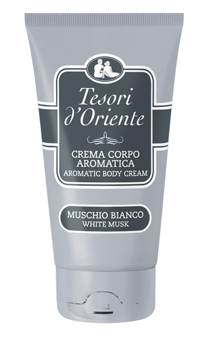 Tesori d'Oriente, Muschio Bianco Set Regalo da Viaggio, Include Profumo Aromatico 100 ml, Crema Corpo Idratante 75 ml, e Pochette Elegante, Fragranze con Note Ambrate e Armoniose che Durano a Lungo