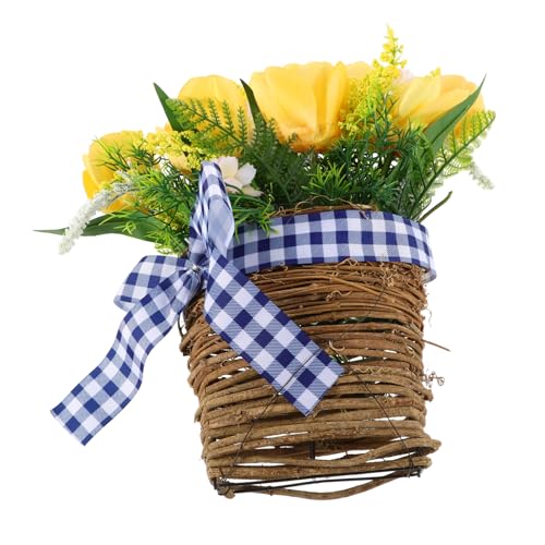 Cesto Di Fiori Artificiali Fiore Di Simulazione Con Finta Pianta in Vaso Composizione Floreale Finto Decorazione Di Sospesi Finti Plastica