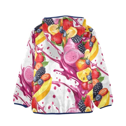 Mixed Berries Girls Fleece Jacket Girls Fall Jacket Girls Zip Up Hoodie Girls Sherpa Jacket 2-10T2