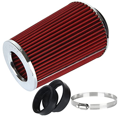 Filtro de aire universal de 101 mm para motocicleta, filtro de admisión de aire, inducción, cono de alto flujo, filtro de aire, filtro de repuesto para motocicleta, motor (9x6x5 pulgadas, rojo)