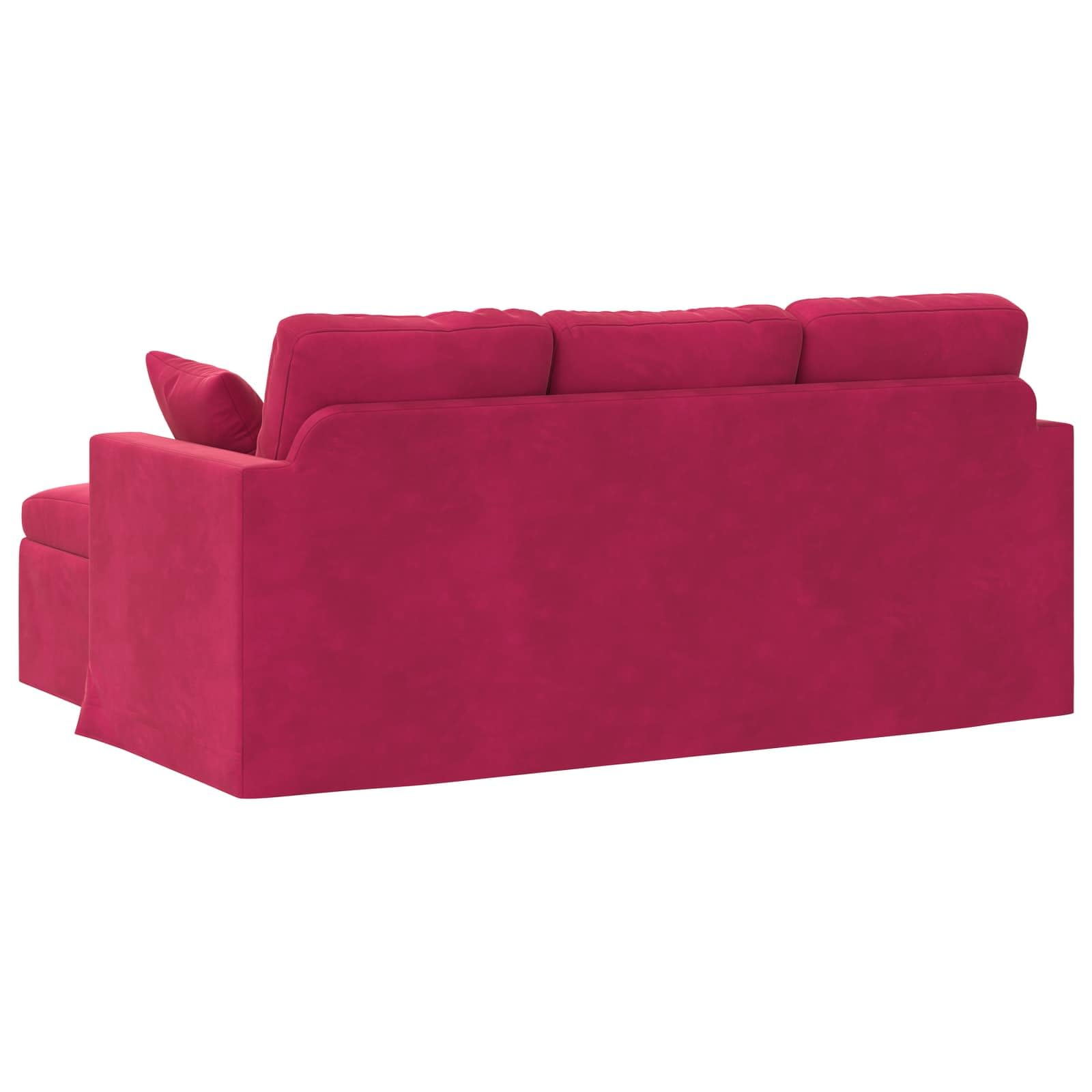 Sofá de terciopelo rojo vino, estructura de metal y patas de plástico, moderno sofá de salón en rojo vino con cojín ergonómico, diseño estable para relajarse