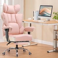 COMHOMA Gaming Stuhl, ergonomischer Bürostuhl, Schreibtischstuhl mit verstellbare Armlehnen, Taschenfederkern-Lendenwirbelstütze für große und hohe Personen, 150 kg, breiter Sitzfläche, rosa – Ansicht 2