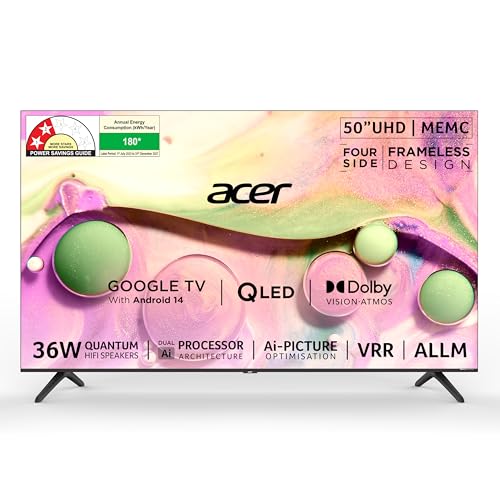 acer 126 cm (50 inches) V PRO Series 4K Ultra HD Smart QLED Google TV AR50QDQGR2851AD