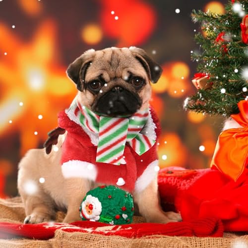 Rot Hundekostüm Weihnachten Elchkostüm - Haustier Weihnachtskostüm Mit Schal,Winter eihnachtskostüm Hund Hundemantel für Katzen Hunde Welpen Weihnachten Kostüm Hund Geschenk