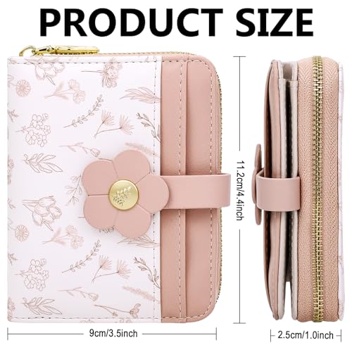 Image of Farcauo Cute Floral Womens Wallet Small Wallets for Women Thin Pink Women's Wallet Kawaii Flower Card Wallets for Women Ladies